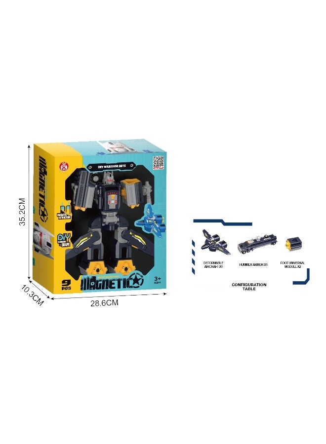 Magni Mates Magnetic DIY Robot Transformer – 9 Piece "City Guard" Action Figure Playset – Convertible STEM Building Toy with Fighter Jet and Hummer Truck Modes for Kids Ages 3+ - Image 4